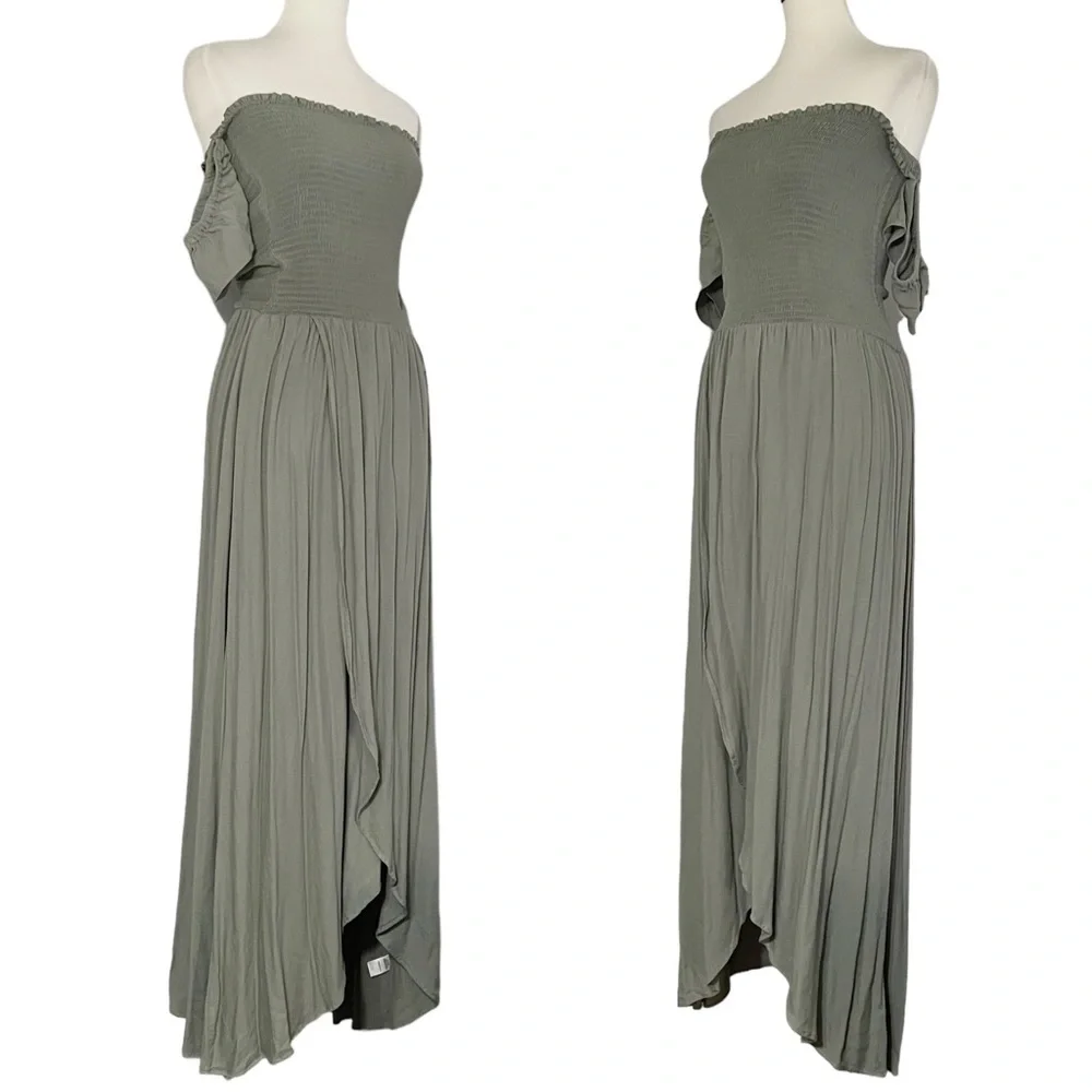 Young Fabulous‎ & Broke Womens Sage Green Smocked Maxi Dress